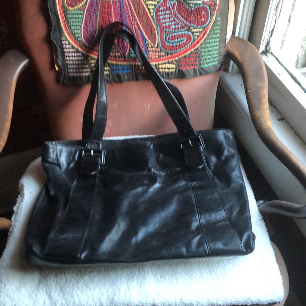 Hobo International Shiny Black Leather Bag